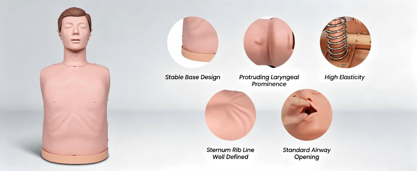 ELZEM Adult CPR Training Mannequin Rubber Mannequins First Aid Training in Cardiopulmonary Resuscitation for Teaching Training A