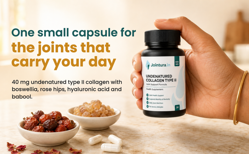 Undenatured Type II Collagen Joint Support Supplement - 40mg Native Collagen with Boswellia Serrata, Rose Hips & Hyaluronic Acid for Joint Comfort, Flexibility & Mobility - 30 Capsules