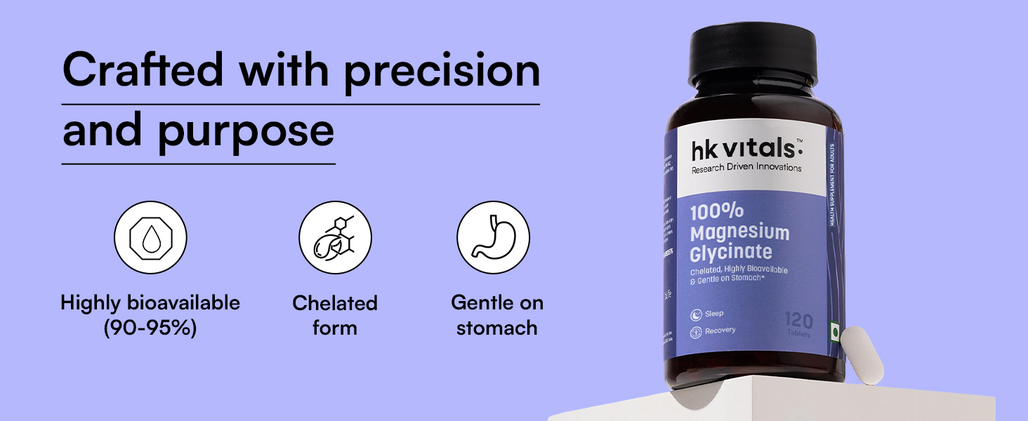 hk vitals 100% Magnesium Glycinate 1880mg, 120 Tablets