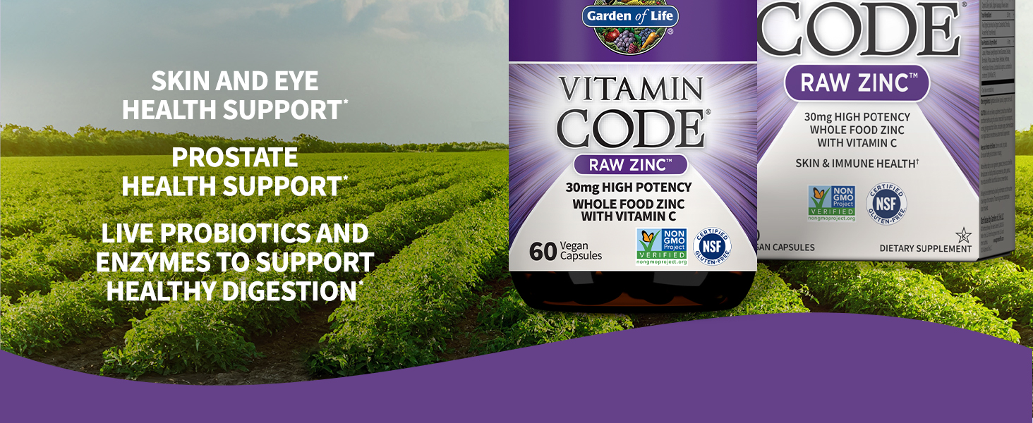 Garden of Life Vitamin Code Raw Zinc Supplement 30mg, 60 Vegan Capsules
