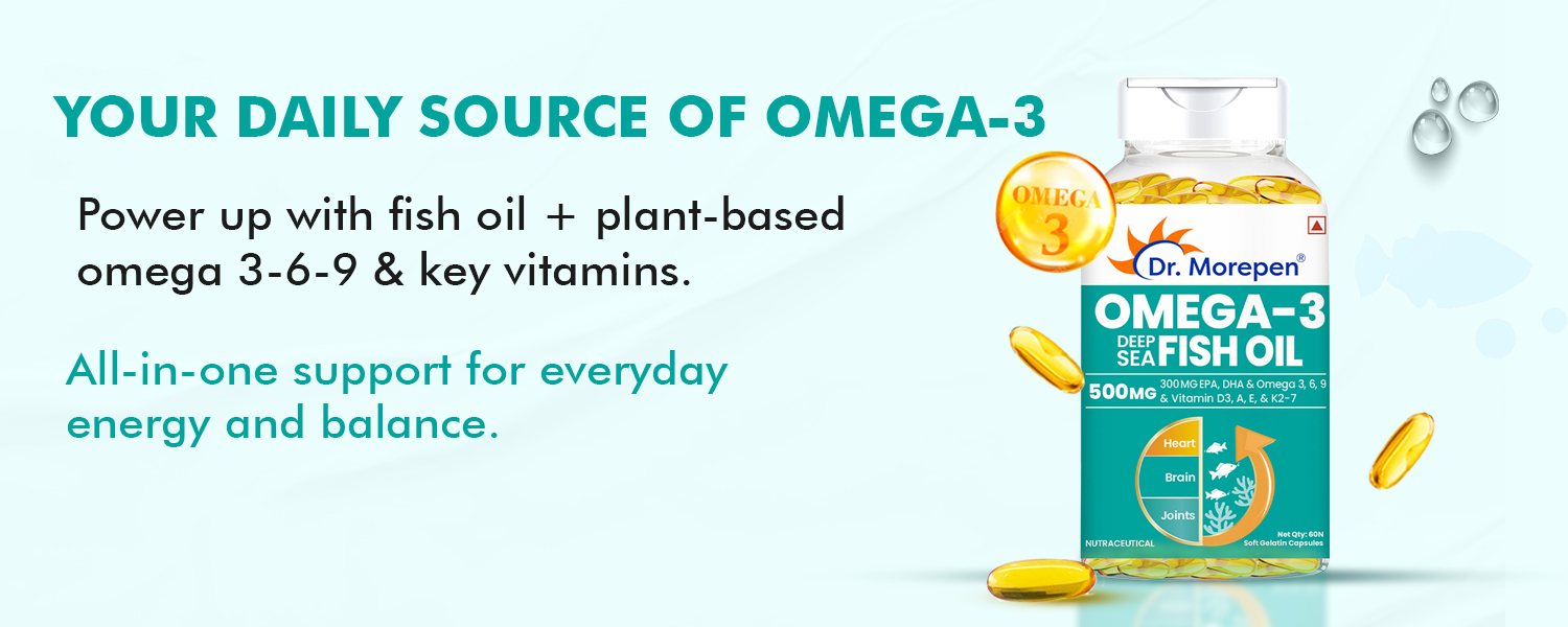 Dr. Morepen Omega 3 Fish Oil 500 Mg 300 Mg Epa & Dha|High Potency Fish Oil 60 Capsules (Pack Of 2),2 Count