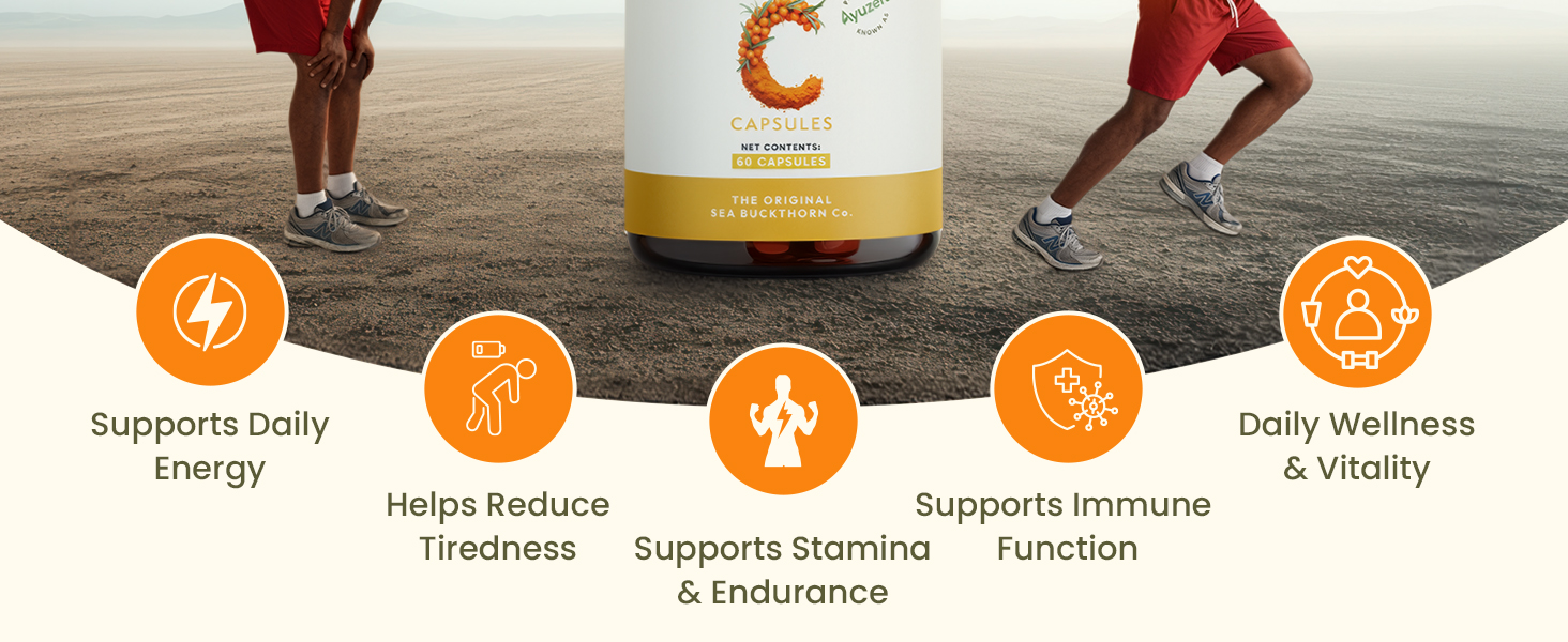 Wellwith by Ayuzera Seabuckthorn Capsules – 60 Vegan Caps | Sea buckthorn capsules rich in Omega 3, 6, 7 & 9 | Supports Skin, Hair & Heart Health | Pack of 1
