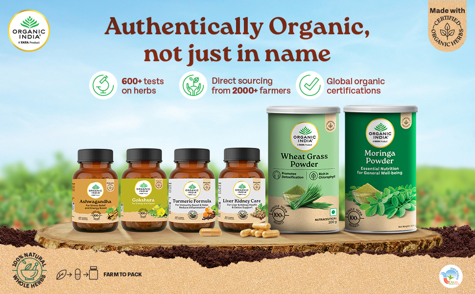 A TATA Product - Organic India Moringa Capsules - 60 Veg Caps, Essential Nutrition Superfood, Helps Naturally Boost Energy Level, Improves Stamina, Rich In Vitamins & Minerals, GMP & NPOP Certified Organic