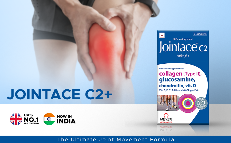 Jointace C2 Plus Tablets With Collagen 2, Glucosamine, Vitamin D, Rosehip Extract To Provide Joint Support & Strength, Reduce Joint Pain,| Nonvegetarian 10 Tablets (Pack Of 2) (2 STRIP)