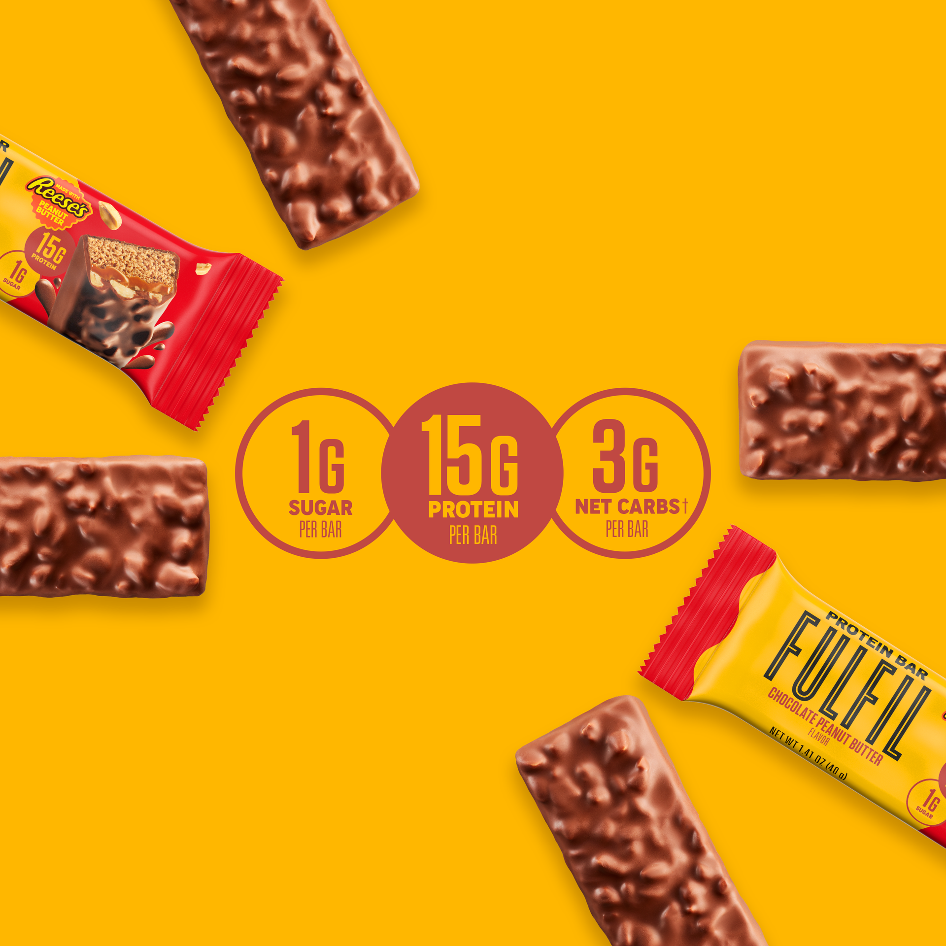 FULFIL Chocolate Salted Caramel Protein Bars, 15g Protein, 12 ct