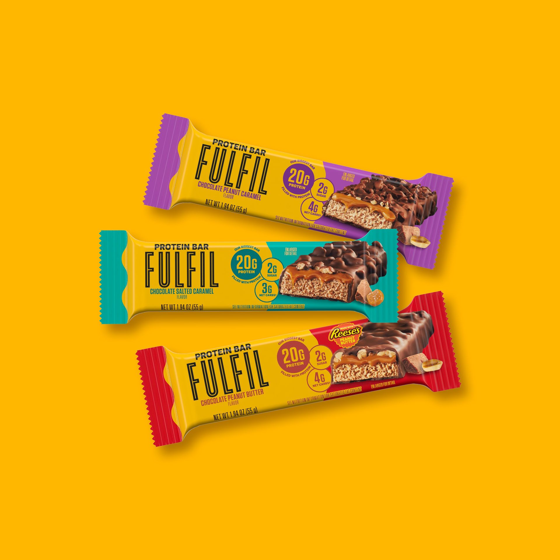FULFIL Chocolate Salted Caramel Protein Bars, 15g Protein, 12 ct