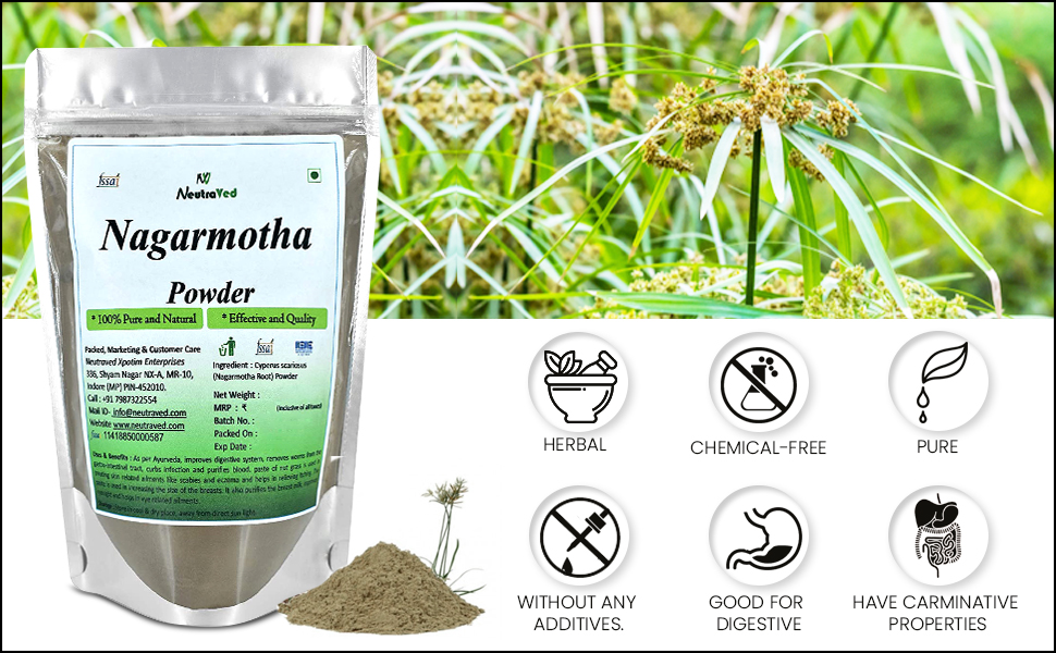 NeutraVed Nagarmotha Powder 100g | Nut Grass, Mustak, Musta Churna, 100G