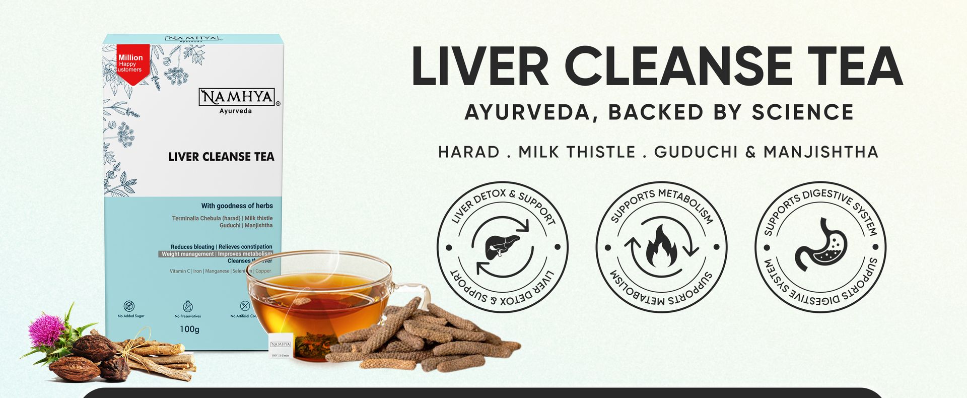 Namhya Liver Cleanse Herbal Tea | Fatty Liver Detox | 25x2 Tea Bags