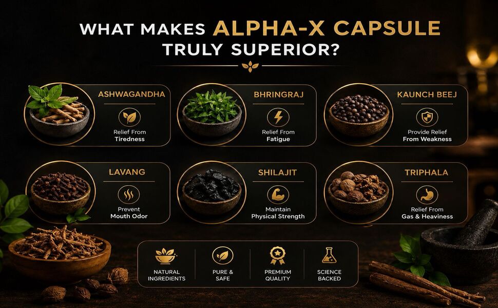 HerbalHanger Alpha X Ayurvedic Wellness Tablets for Men | Premium Blend of 25 Traditional Herbs with Ashwagandha, Shilajit, Safed Musli & Gokhru | Daily Wellness & Active Lifestyle Support | Vegetarian Formula | 60 Tablets