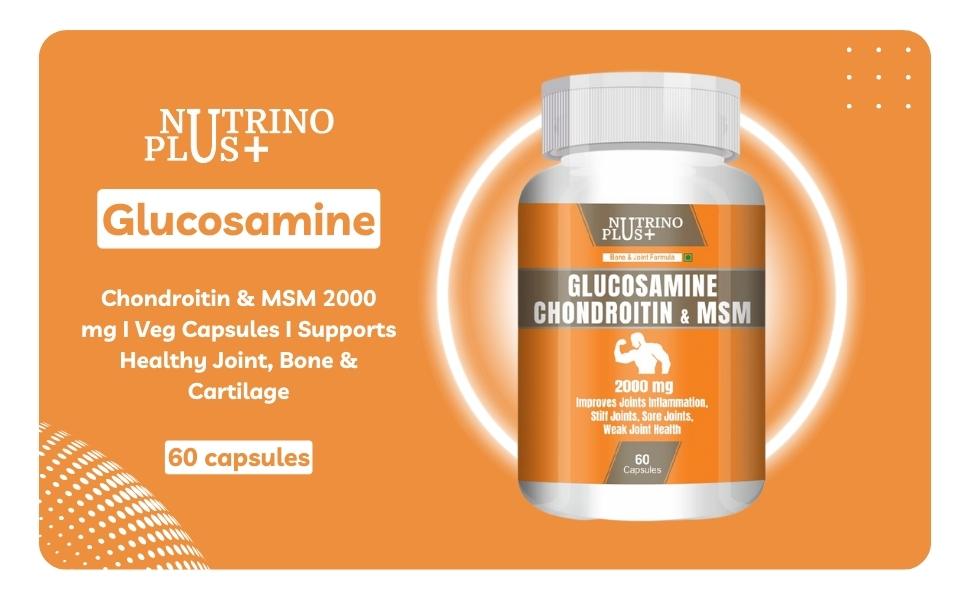 Glucosamine Chondroitin & MSM 2000mg – Joint Support Supplement for Men & Women | Relieves Pain, Stiffness & Promotes Bone & Cartilage Health | 60 Veg Capsules | Formulated in USA
