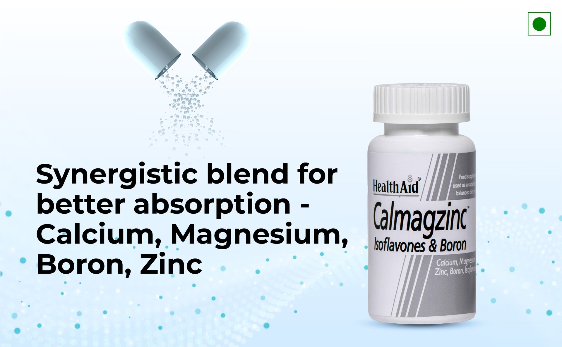 HealthAid Calmagzinc – 90 Tablets Best For Growing Kids, Elderly Men & Women, Athletes | No More Weak Bones, Dental Problems, Or Muscle Cramps