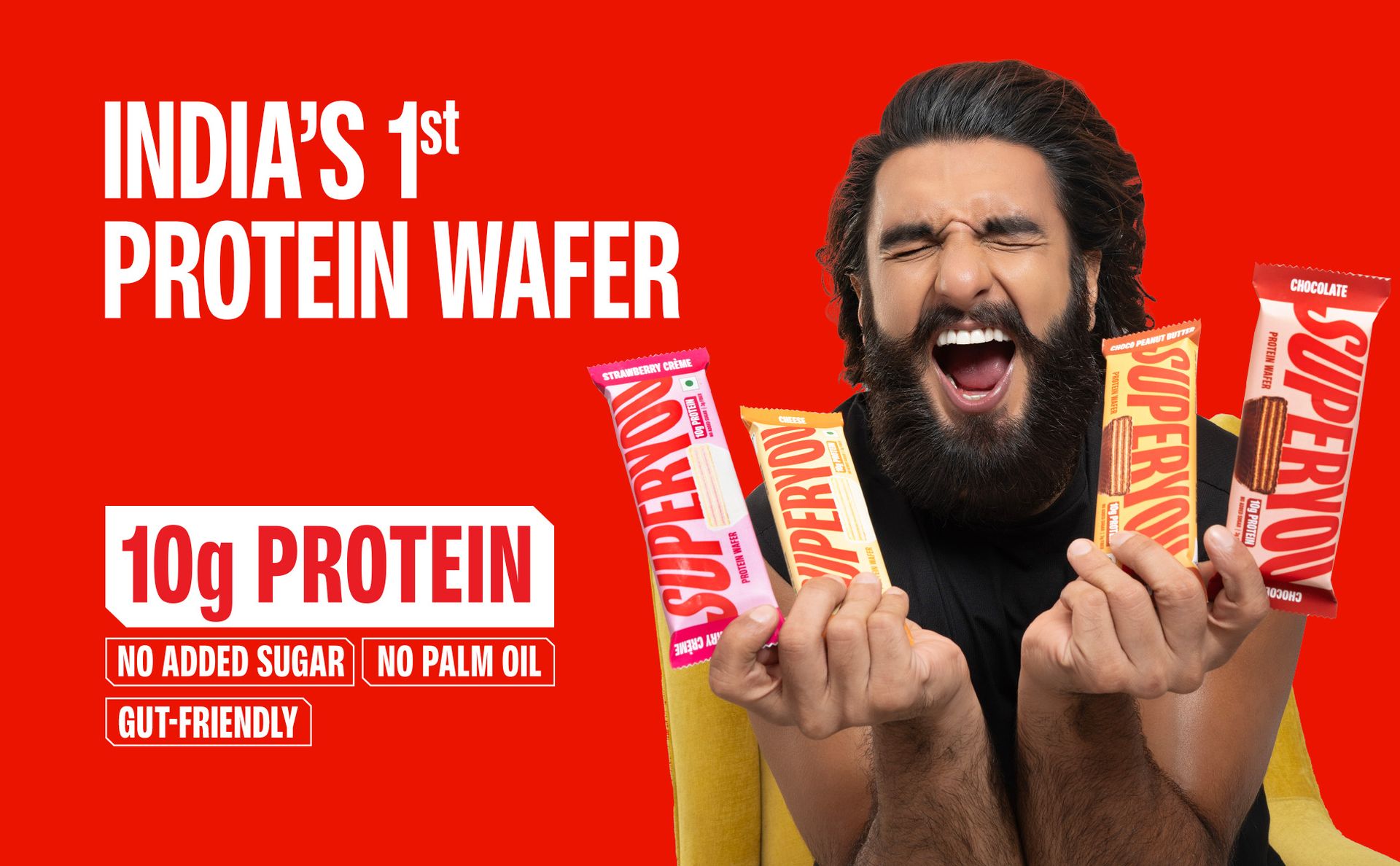 SuperYou Coffee Protein Wafer Bars (Pack of 10)|10g Protein, 3g Fiber, No Added Sugar|Yeast Fermented Protein|Energy Bars|Crunchy Wafer Bar|100% Vegetarian|No Palm Oil|400g
