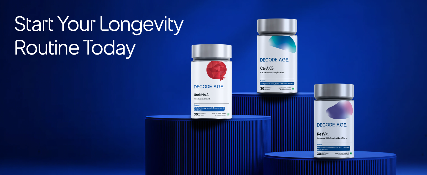Decode Age Urolithin A 500 mg | Clinically Studied Longevity Supplement for Strength, Endurance & Cellular Renewal | Non-GMO | Urolithin A Supplement for Men and Women