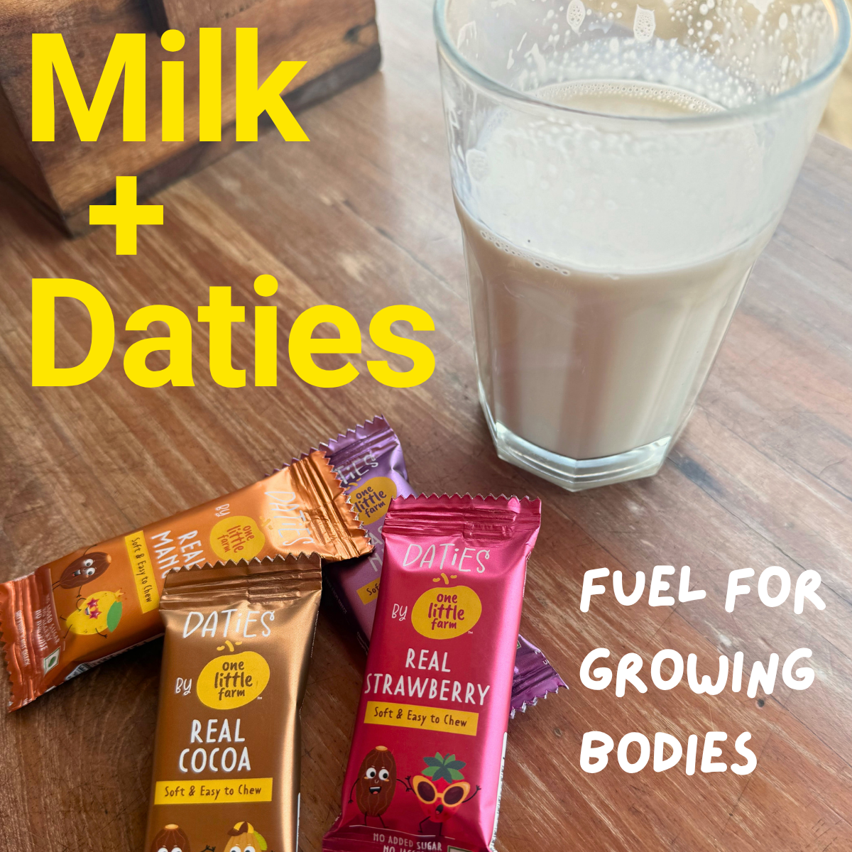 Daties by One Little Farm - Combo Pack Date Bites | Made with Dates, Cashew & Almond | Clean-Label Healthy Snack for Little Ones | Soft and Easy to Chew | No Added Sugar or Jaggery | 20g Each (Pack of 16)