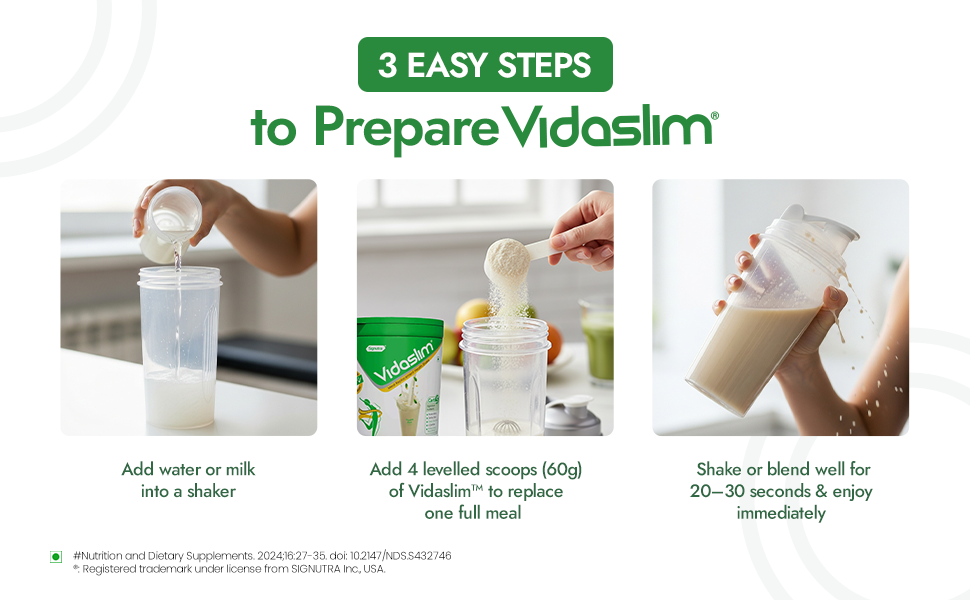 Vidaslim Vanilla Elixir 500g - Protein Powder For Men & Women Weight Control & Management | Clinically Proven Meal Replacement Protein Health Shake | No Added Sugars | 22.8g Protein Per Serve | Green Tea & White Kidney Bean Extracts |