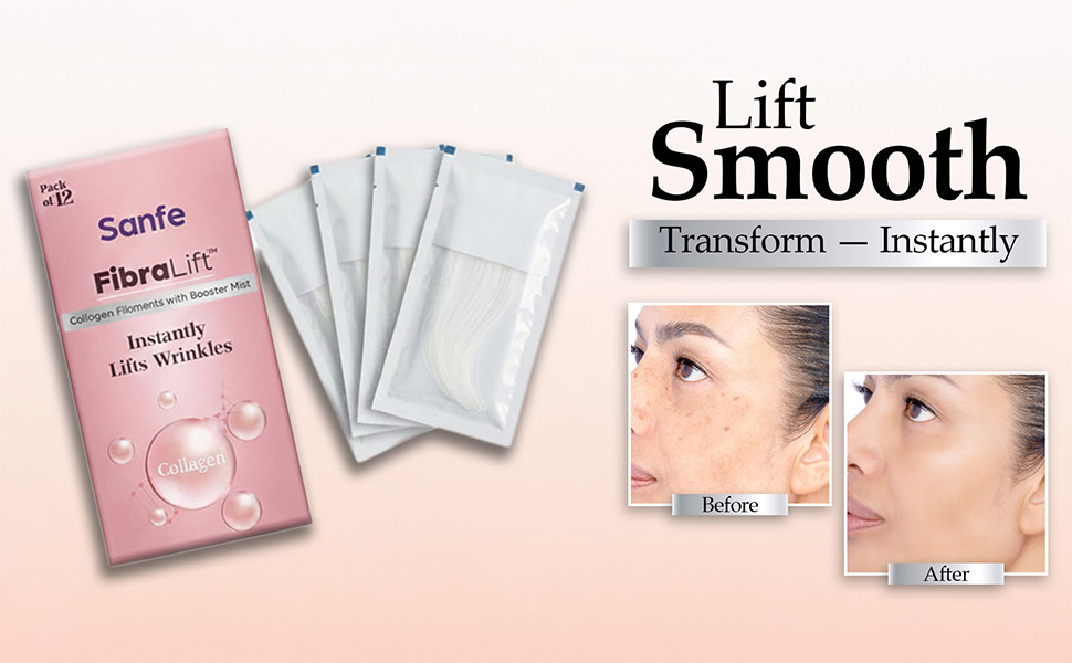 Sanfe FibraLift Collagen Fibres with Booster Mist | 12 Threads + 50 ml | Bovine Protein Face Treatment | Anti Aging Facial Care | Wrinkle Focused Routine | Skin Smoothing