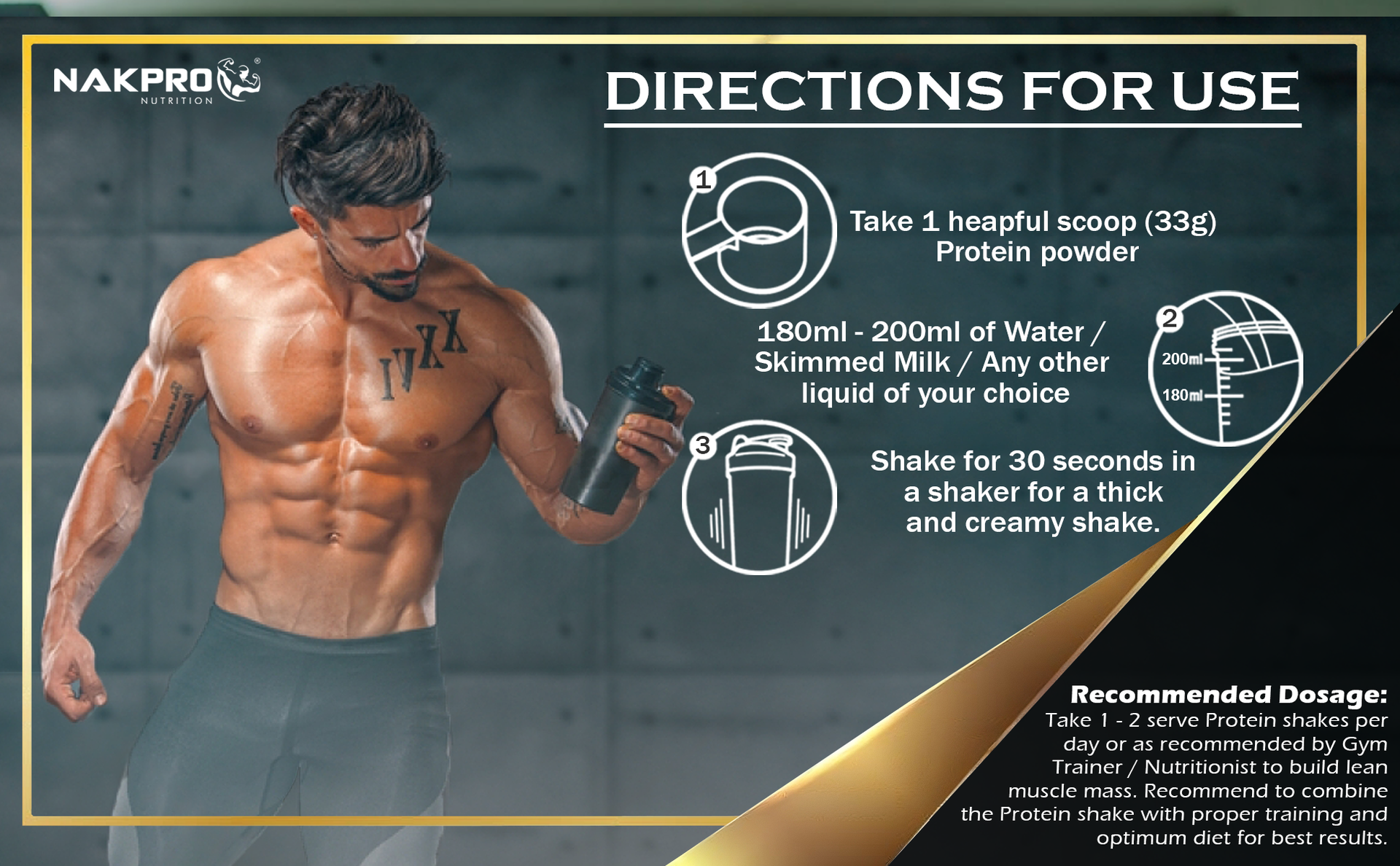 NAKPRO NUTRITION Gold Whey Protein Concentrate & Isolate 1kg Double Rich Chocolate flavour | 25.5g Protein, Trustified Certified