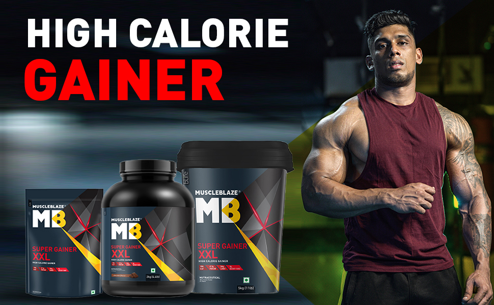 MuscleBlaze Super Gainer XXL Powder, Chocolate, 500g (1.1lbs)