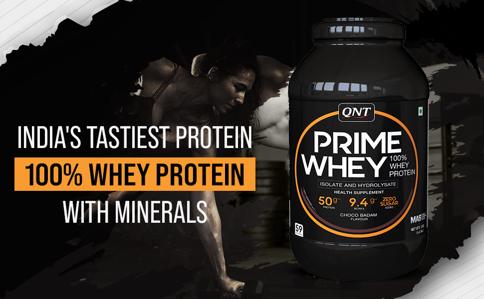 QNT Prime Whey Protein Powder | Coffee, 2 Kg | Triple Blend of Whey Isolate, Concentrate & Hydrolysate | 25g Protein, 5.8g BCAA per Scoop | Best Whey Protein Powder for Men & Women