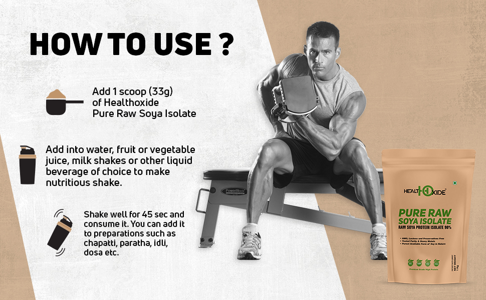 HealthOxide Soya Protein Isolate 90% Powder 1kg | Soy Protein Powder | Vegan Plant-Based Protein Supplement | Dairy Free, Gluten Free & Lactose Free | Rich in Amino Acids | For Gym, Bodybuilding, Fitness & Daily Nutrition
