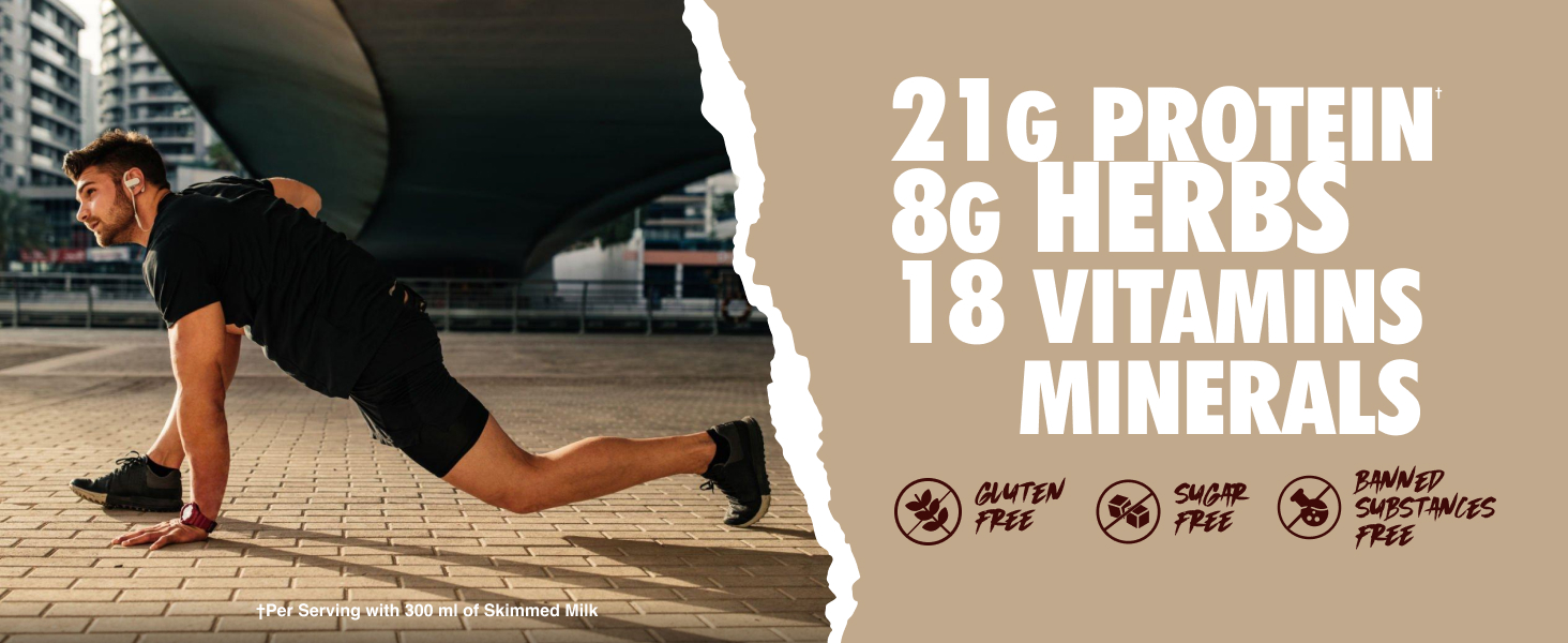 Sparkfusion Daily Protein Shake With Hebrs | 21 Gm Protein With 8 Hebrs | For Men & Women | Chocolate Smoothie Flavour 500 Gm