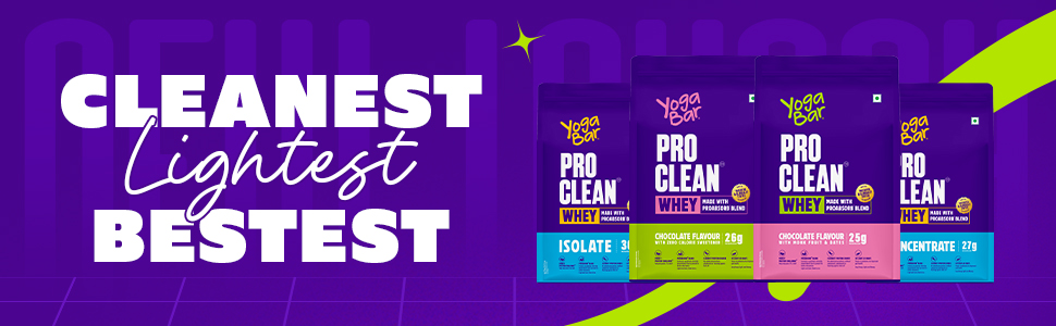 Yogabar Pro Clean Whey Protein Chocolate with Zero Calorie Sweetener | 25g Protein per Serve | Made with ProAbsorb Blend | 907g + Free Pro Clean Creatine 100g | Unflavoured Monohydrate