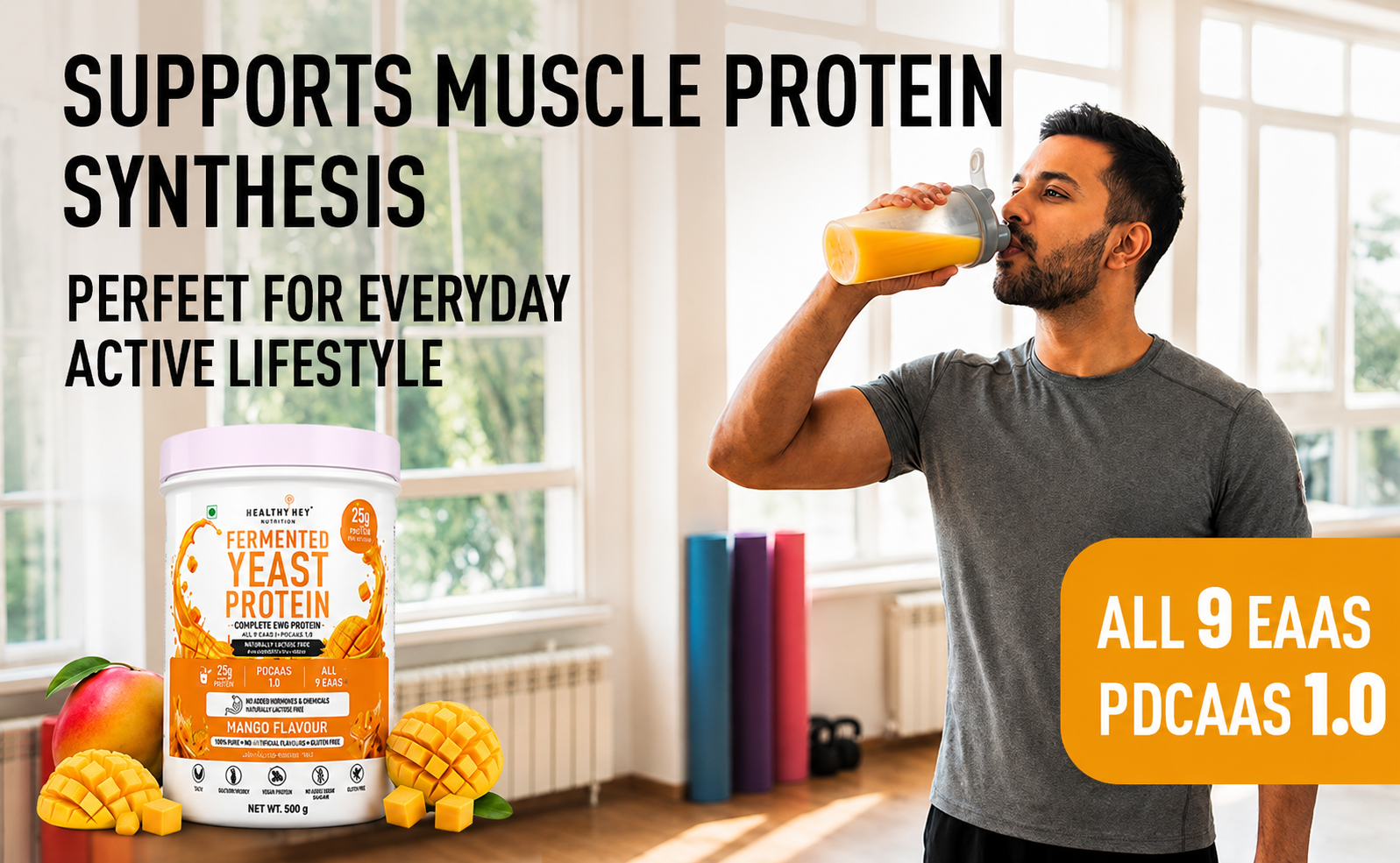 HealthyHey Nutrition Fermented Yeast Protein - Mango Flavour - 500g