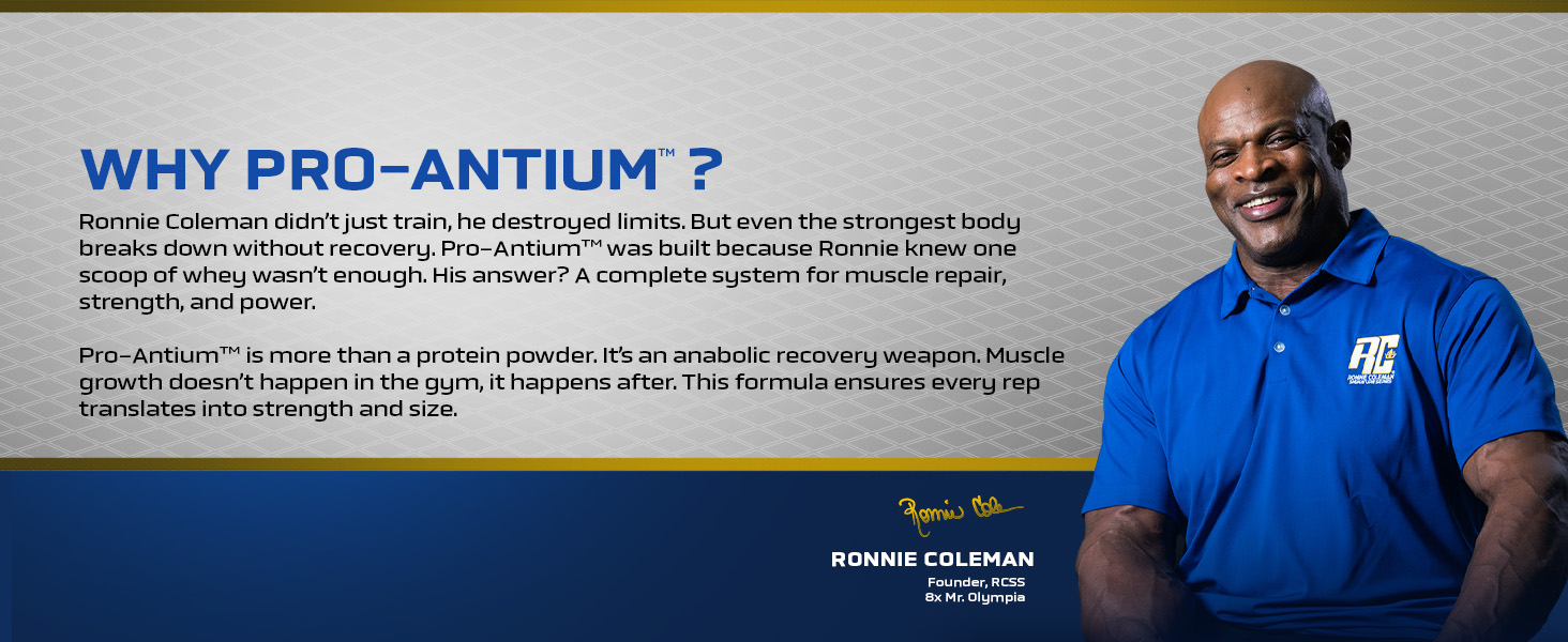 Ronnie Coleman Signature Series Pro-Antium Whey Protein, Double Chocolate (21 Servings, 907g / 2lbs) | Supreme Multifaceted Protein Complex