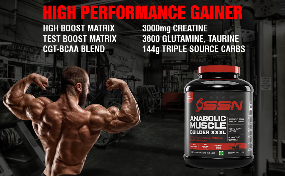 Anabolic Muscle Builder Xxxl, 2.5Kg (5.5 Lbs), Chocolate, Extreme Anabolic Muscle Mass Gainer, 36G Of Protein And 738 Kacl Per Serving Accelerate Post Workout Recovery, Powder