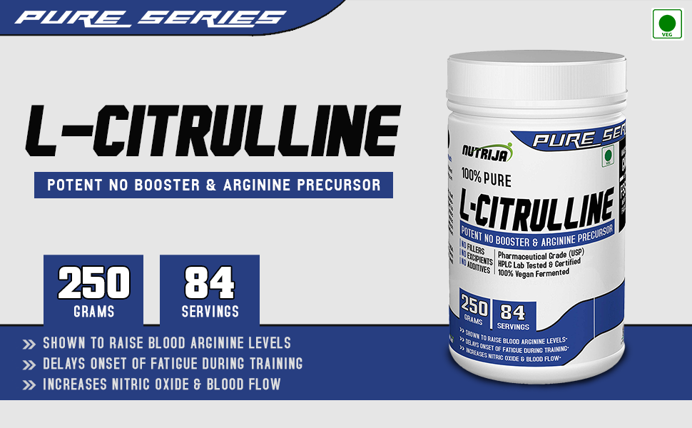 NutriJa L-Citrulline Powder - 250g | Pure L-Citrulline 3000mg Free Form Amino Acid | Pre Workout Supplement for Gym, Training & Sports Nutrition | Pineapple Flavor | 83 Servings