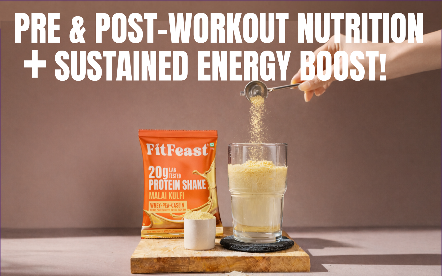 FitFeast Protein Shake Sachet - Pack of 7 | 20g Triple Blend Protein Per Serve| 45:35:20 Whey, Pea & Casein Blend | No Maltodextrin | 0 Added Sugar | As Seen on Shark Tank (Malai Kulfi)