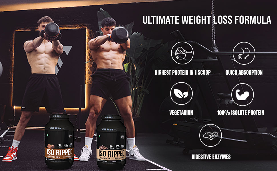 QNT ISO Ripped Whey Protein Isolate Powder | With L-Carnitine & CLA | 32g Pure Whey Isolate per Serving | Supports Lean Muscle Growth & Weight Loss | Cafe Bevarabia Flavor, 2 Kg