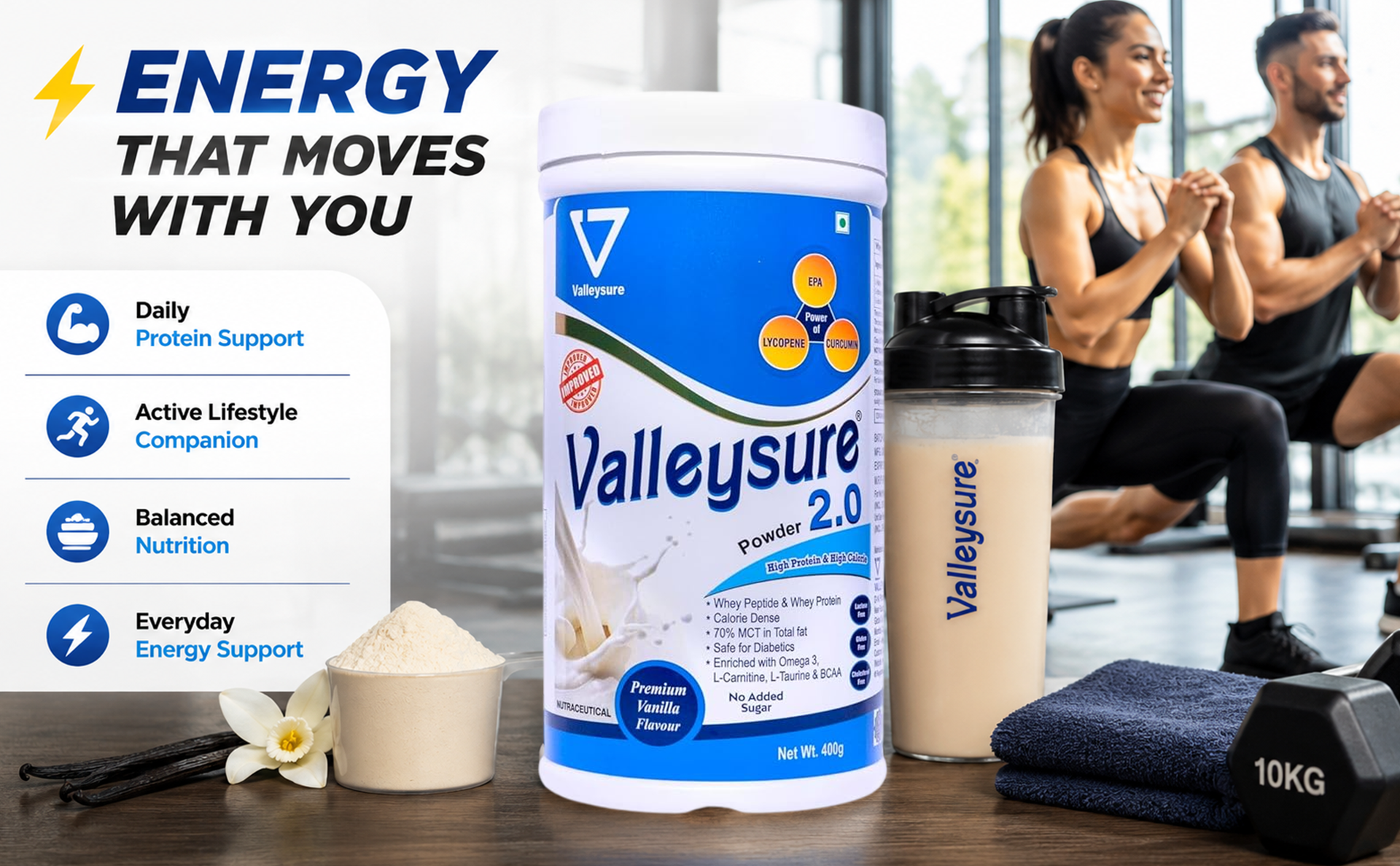 Protein Powder | Protein & Calorie Vanilla Flavor No Added Sugar | - (400GM)