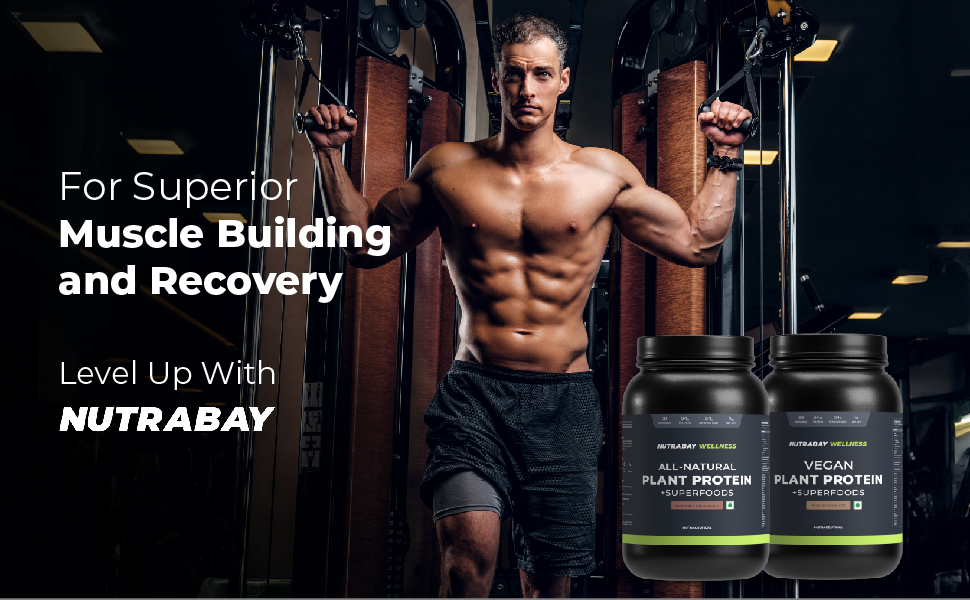 Nutrabay Wellness Vegan Plant Protein Powder + Superfoods 24g Protein per Serving – Complete Amino Acid, Pea & Brown Rice, Sugarfree – 500g, Rich Chocolate | 100% Authentic Clean Protein