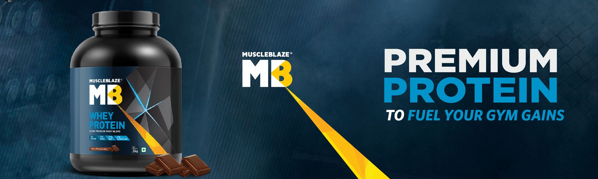 MuscleBlaze 100% Whey Protein Blend, Rich Milk Chocolate, 2kg (4.4lb)
