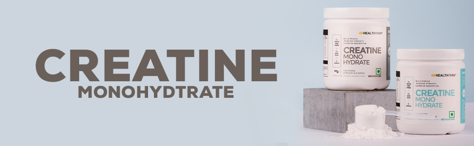 Healthfarm Creatine Monohydrate Powder - 3g of Micronized Creatine Powder per Serving,Lab Tested (100 G) Enhanced Muscle Strength and Power | Fast Recovery | Increased Muscle Mass