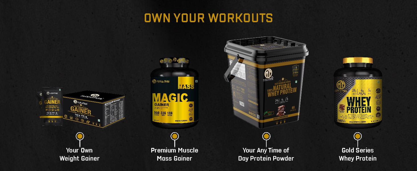 MuscleTrail Gold Standard Series, 60 Pouches, Low Carb & Fat, 24G Natural Whey Protein Powder, Shaker Inside (1.86Kg, dutch chocolate)