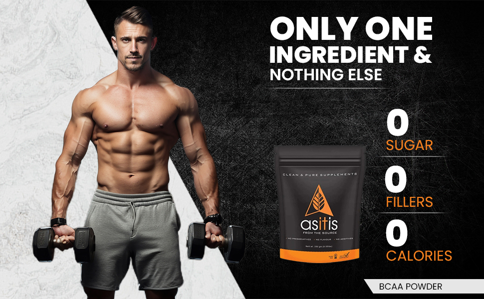 AS-IT-IS Nutrition BCAA 100% Pure Powder|Pre/Post Workout Bodybuilding Supplement (Pack of 100 grams)