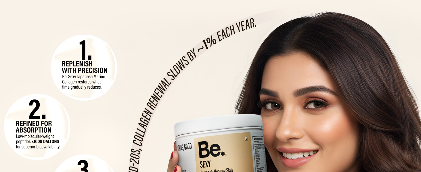 Be Wellness Japanese Marine Collagen Powder, Mix-Fruit, Skin & Hair, 300 g