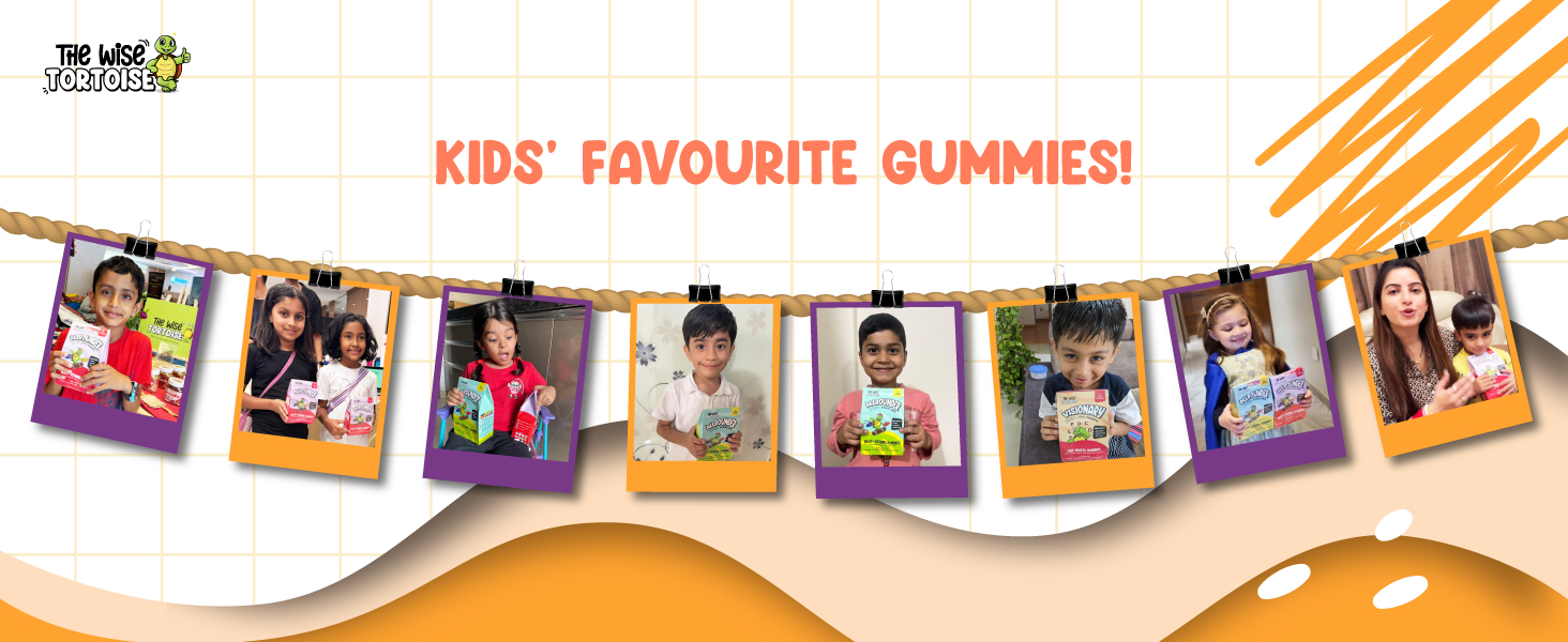 Visionary Eye & Brain Health Gummies for Kids (5–15 Yrs) | DHA + Lutein + Zeaxanthin for Daily Focus, Vision & Memory | 30 Gummies | Natural Olympic Orange Flavour | The Wise Tortoise