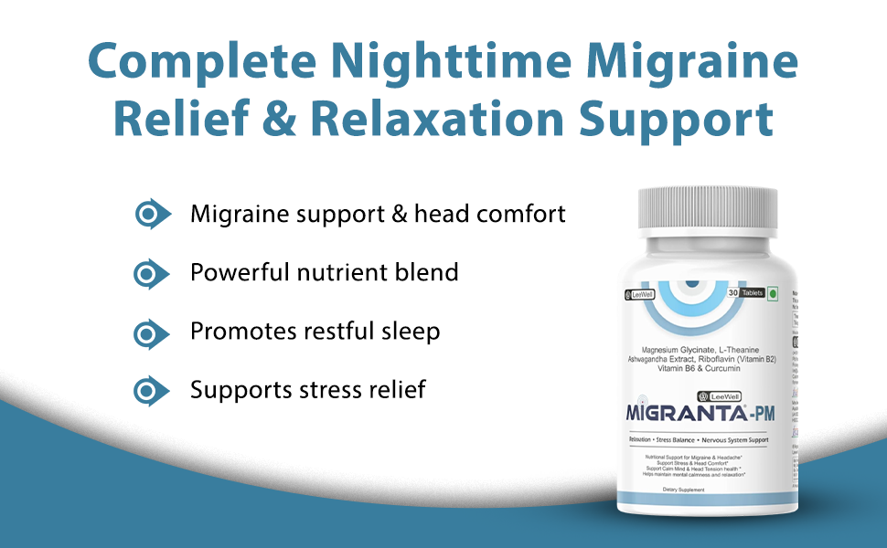 PM (LeeWell) Migraine & Headache Support Supplements, 30 Tablets