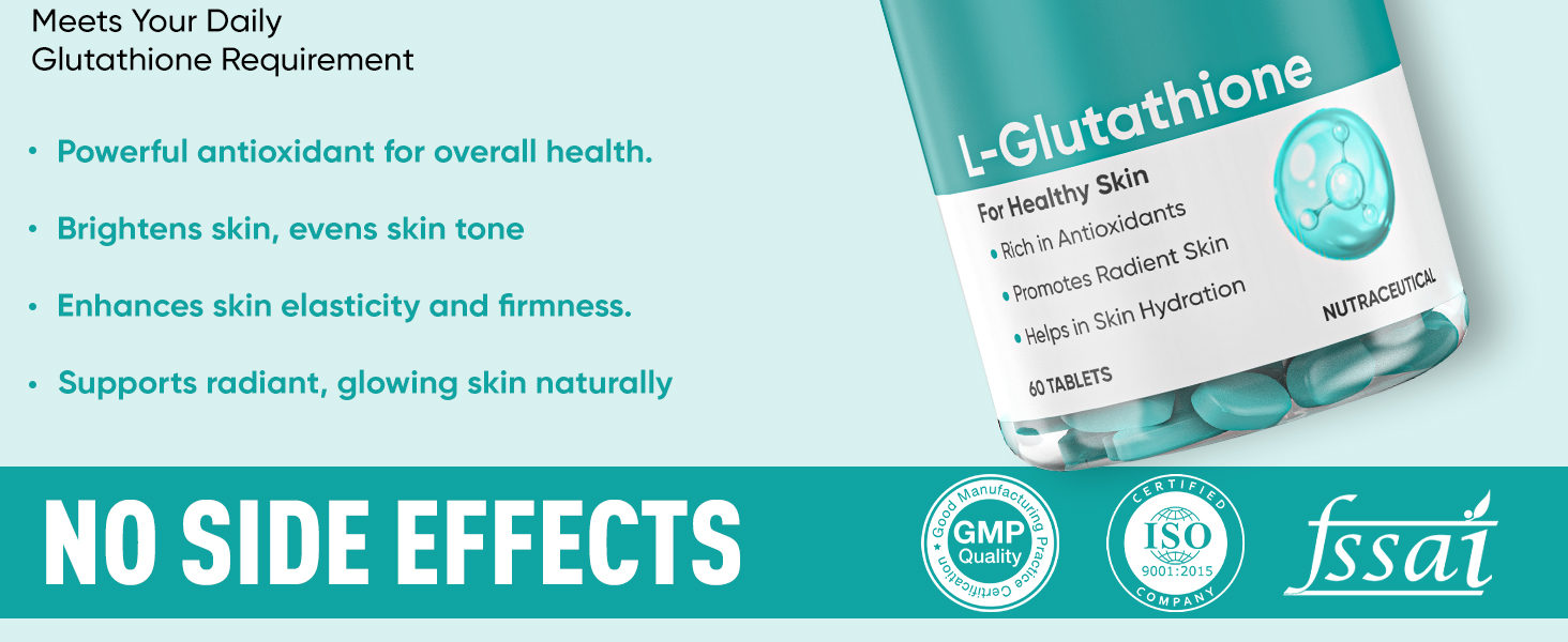 Herbal Max L-Glutathione 60 Veg Tablets Skin Whitening & Antioxidant Supplement | Supports Hydrated, Radiant & Youthful Skin | With Vitamin C | Pack of 3