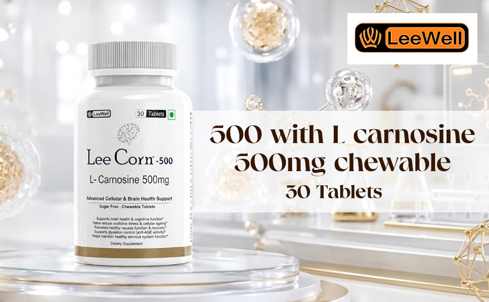 500 by LeeWell chewable L Carnosine 500mg Antioxidant, ADHD, ADD Care, Cognitive Function, Muscle care, Brain & Gut Health Support Supplement -30 tablets Sugar Free