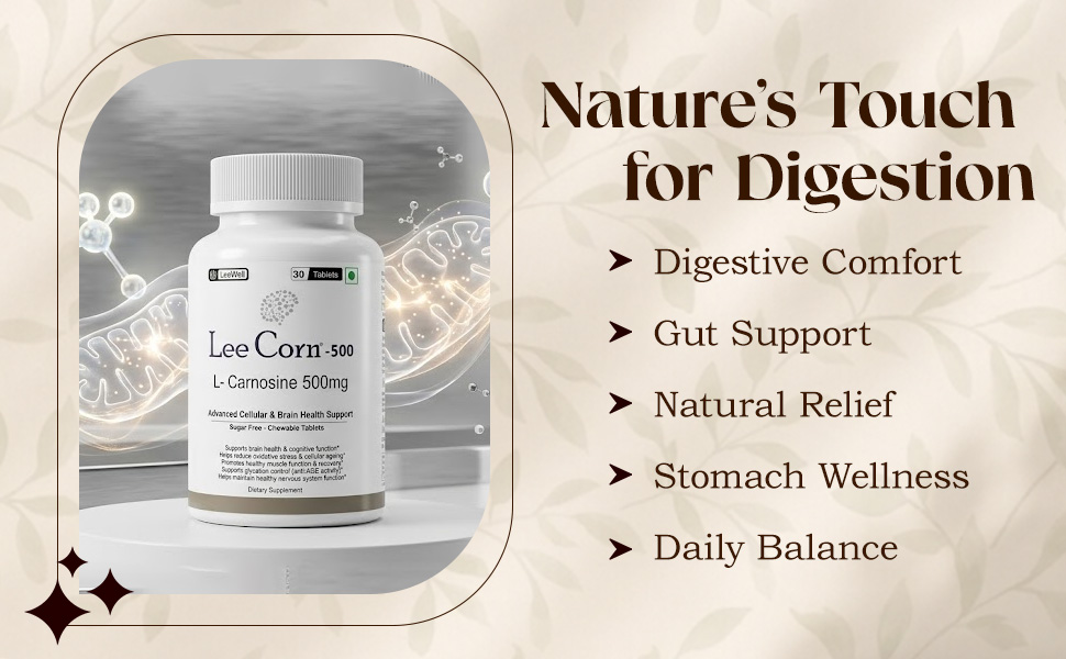 500 by LeeWell chewable L Carnosine 500mg Antioxidant, ADHD, ADD Care, Cognitive Function, Muscle care, Brain & Gut Health Support Supplement -30 tablets Sugar Free