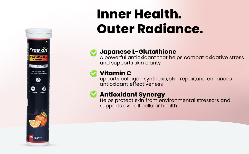Free On L-Glutathione & Vitamin C Effervescent Glowing Skin, Standard Pack