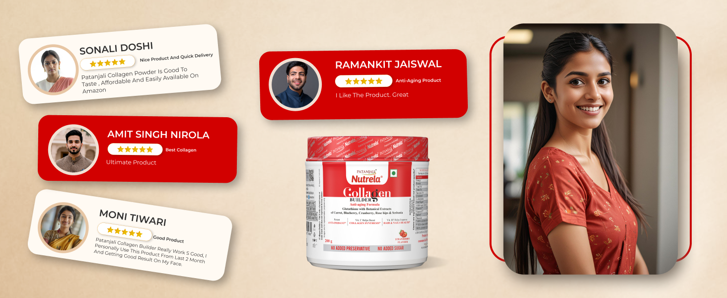 NUTRELA Collagen Builder For Men & Women|Patanjali Collagen Supplement Powder For Healthy Skin, Hair & Nails - 200gm