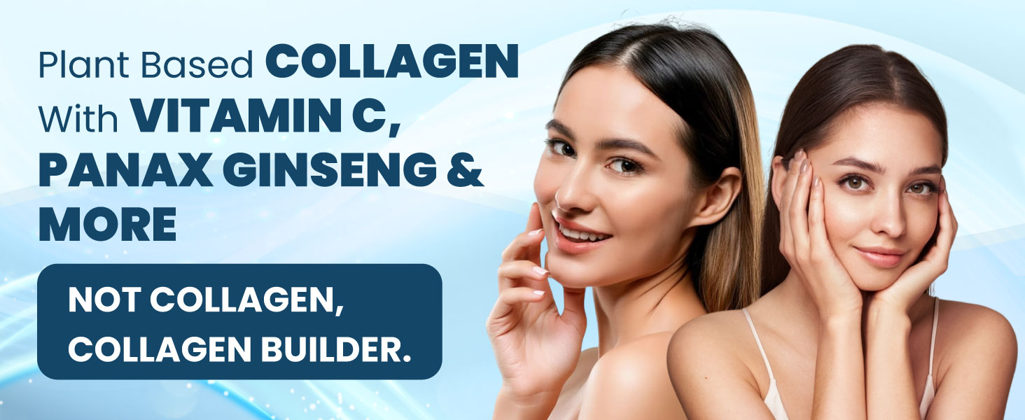 ZEROHARM Collagen Builder with Seabuckthorn, Vitamin C, Panax Ginseng & Biotin | Veg Collagen for Skin, Hair, & Joints | Plant-based Supplement for Youthful Skin | 60 Capsules