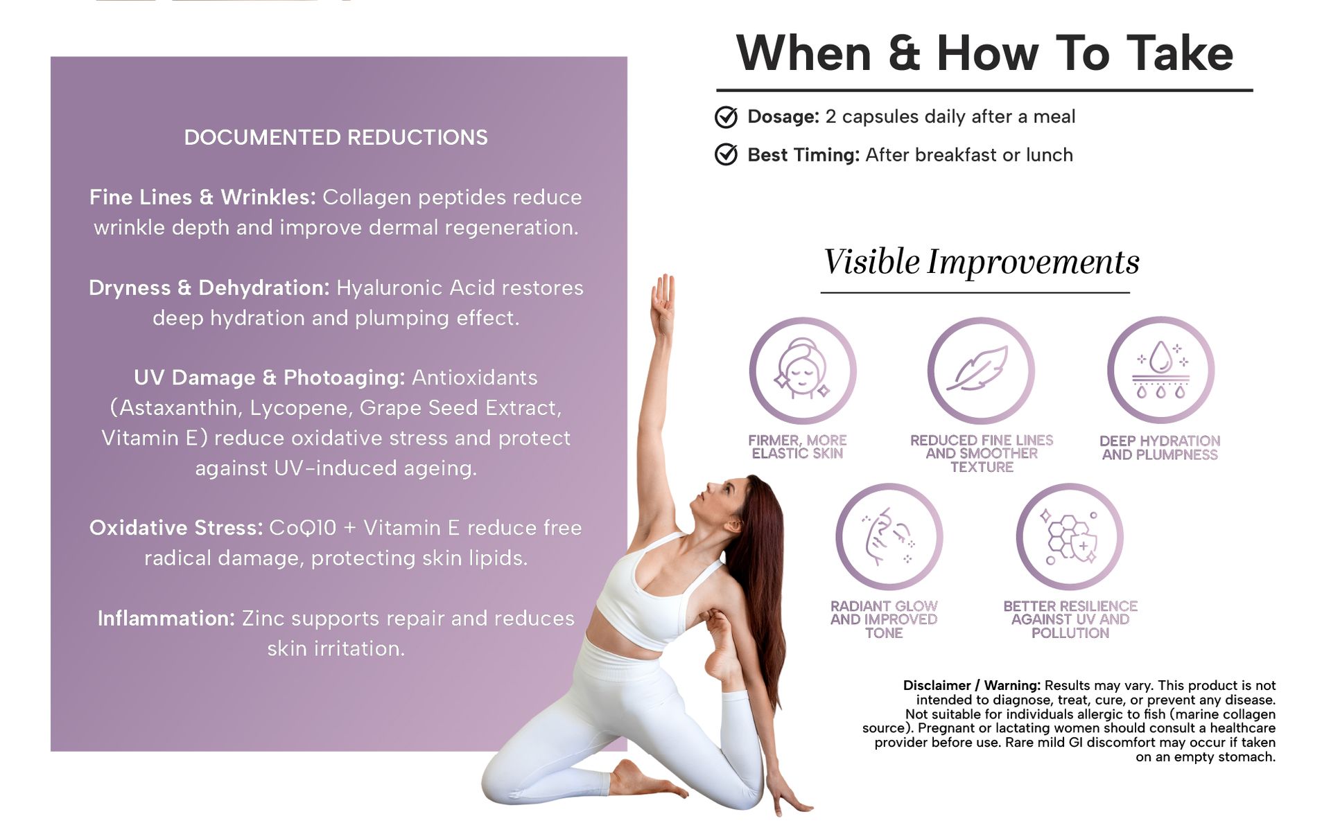 Radia Marine Collagen Peptide Capsules | Type I & III Hydrolysed Marine Collagen | Skin, Hair & Nail Wellness Support | 60 Capsules | Excelgenics