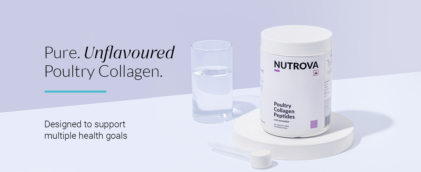 NUTROVA Poultry Collagen Peptides for Unisex,India's First Poultry Collagen Peptide,For Healthy Skin & Hair,Nails,Bones - Anti-Aging Supplement - Easy to Mix Powder(306 grams)