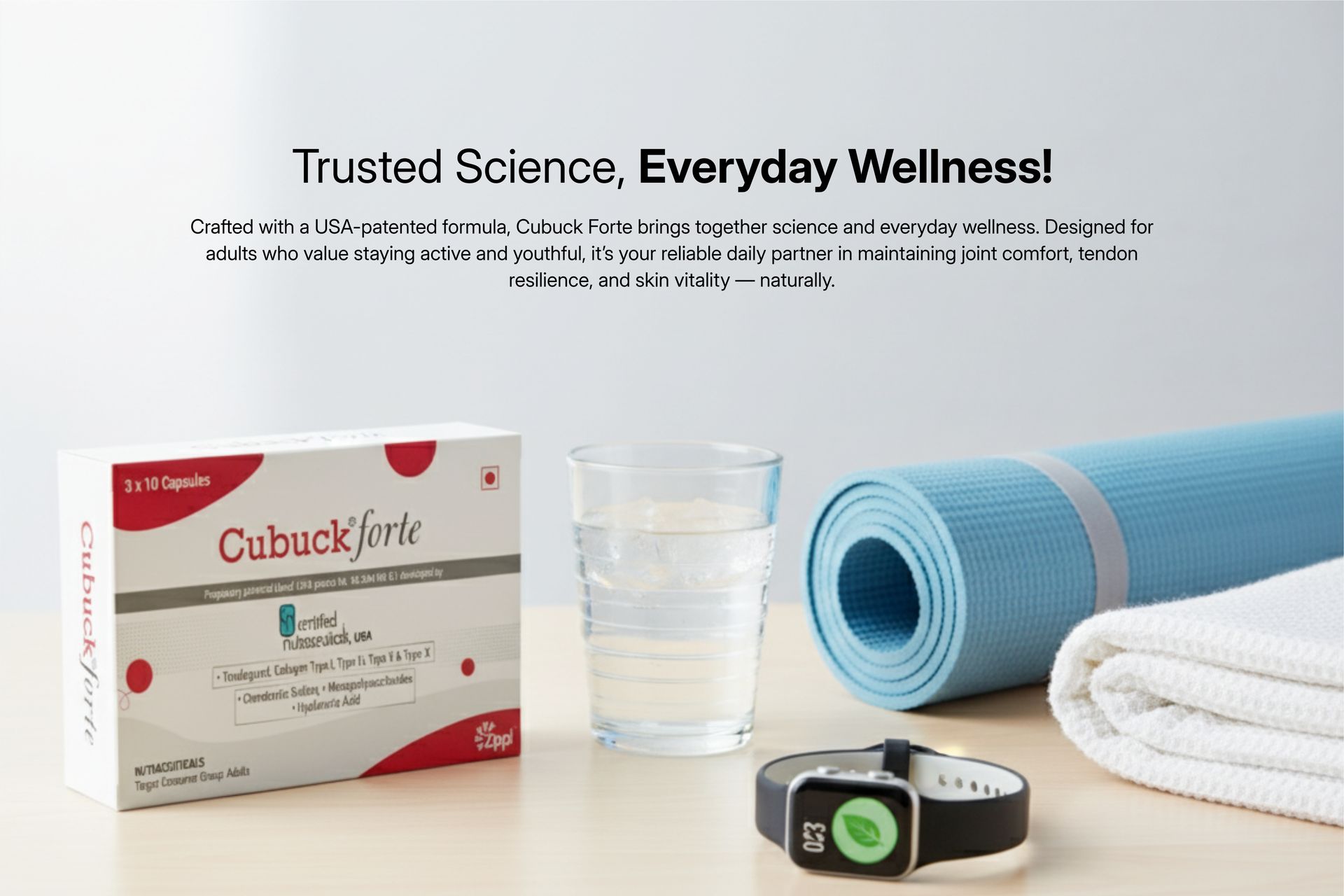 Cubuck Forte — Tendoguard® ( Patented Blend 0f egg shell membrane and avian sternum ) | Hyaluronic Acid 75 mg • Chondroitin 100 mg • Collagen complex - Types I, II, V & X | Nutraceutical for Adult Joint, Tendon & Skin health | 3×10 Capsules